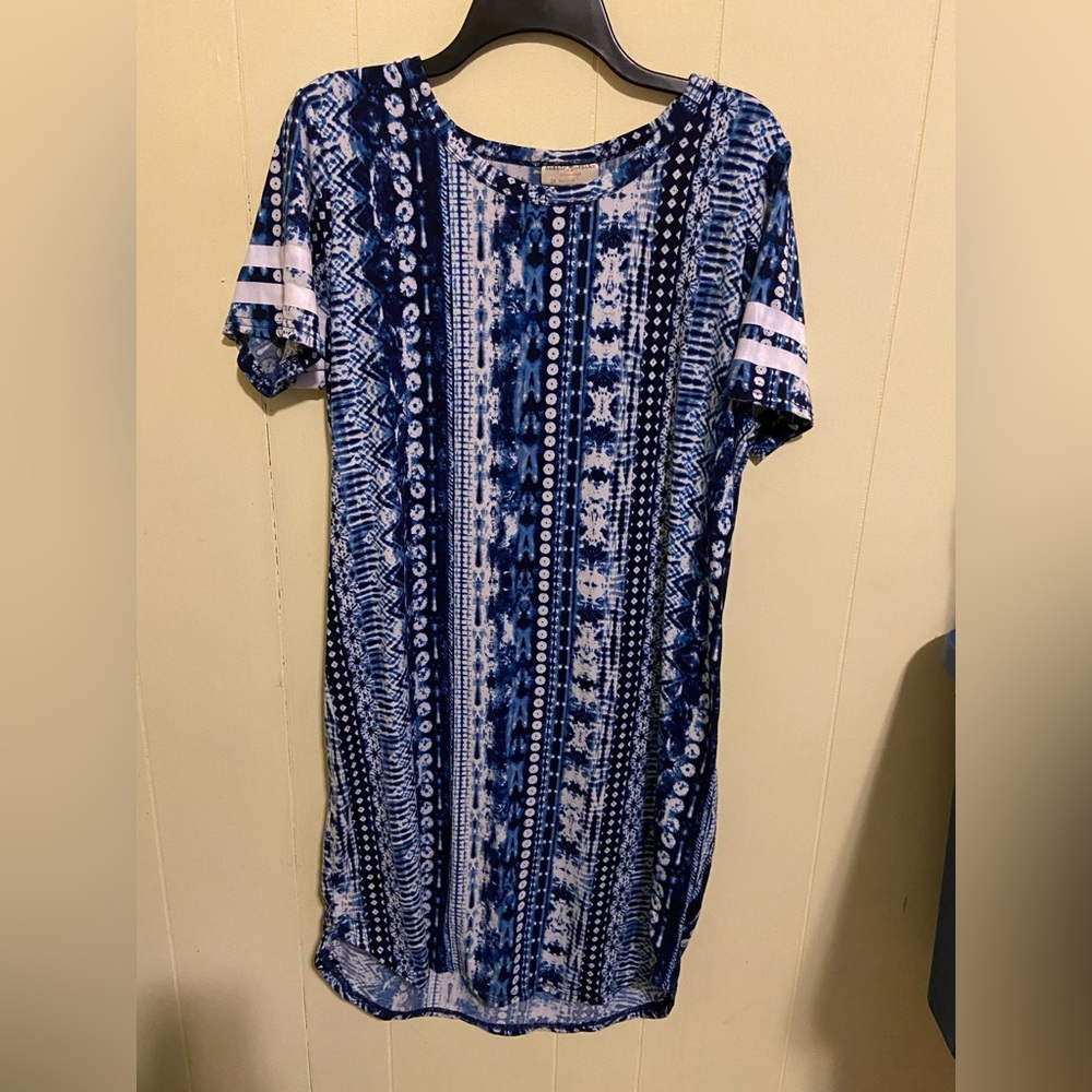 Casual Blue Patterned Women's Dress